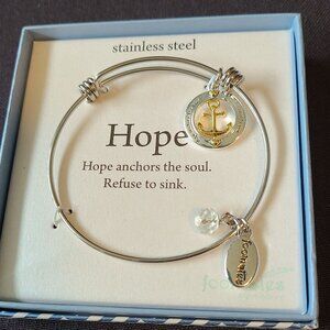 NWT Stainless Steel Hope charm bracelet